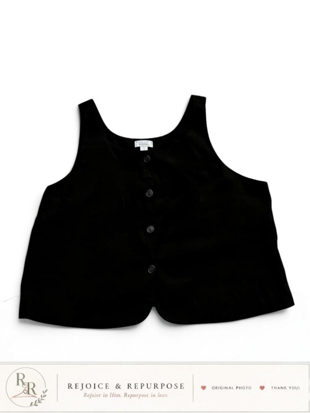 Vintage Nordstrom Rack Black Button Front Vest XXL 90s Y2K Minimalist